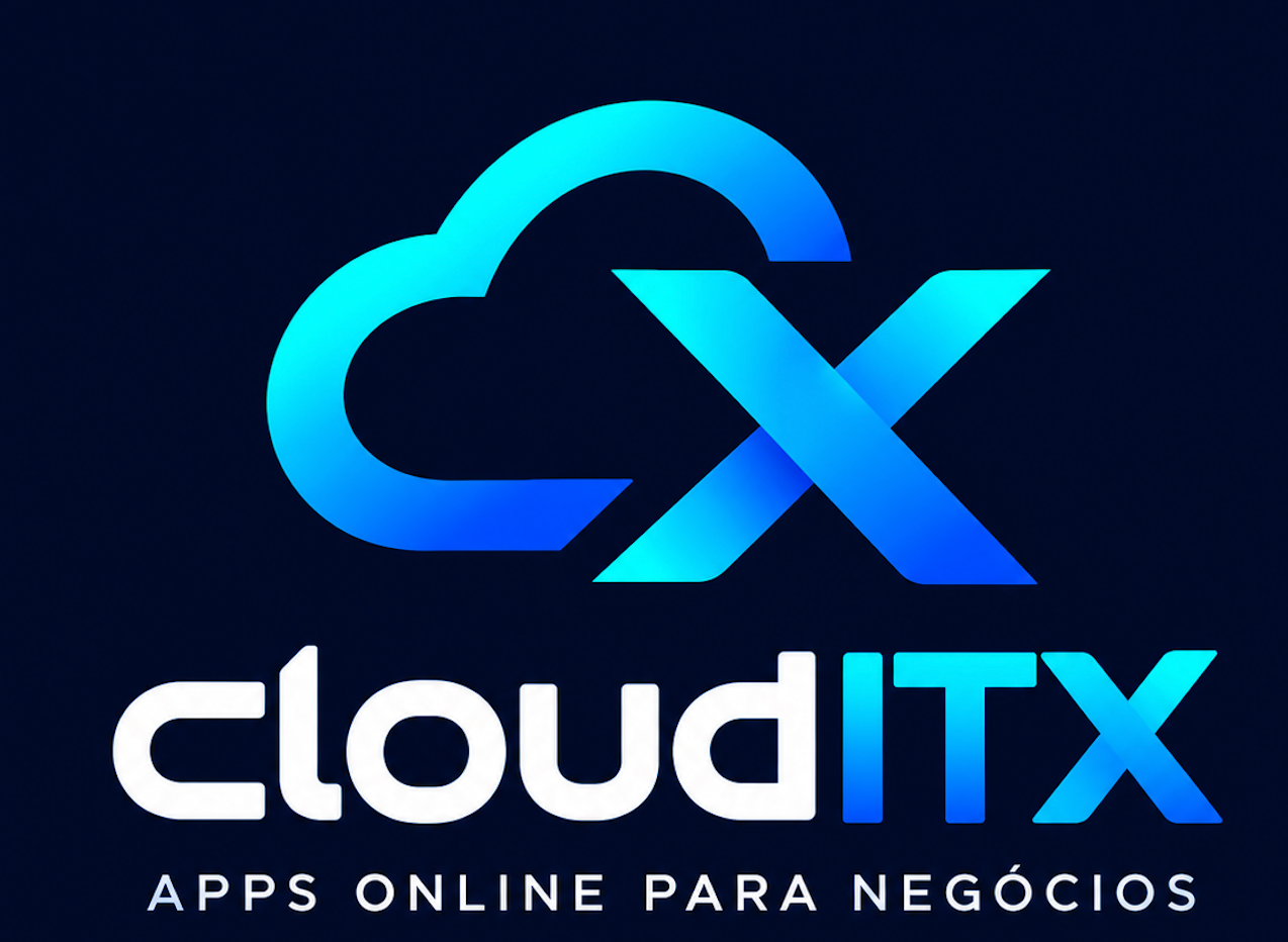 Logo CloudITX: símbolo CX, nombre cloudITX y lema Apps online para negócios